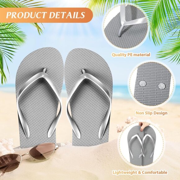 Bulk Women Men Kids Flip Flops Wedding Pool Beach Party Gift Pack 24 Pairs - Picture 2 of 6